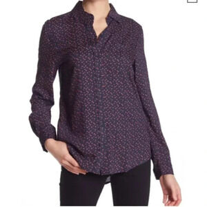 BeachLunchLounge Navy Hearts Button Down Shirt Blouse